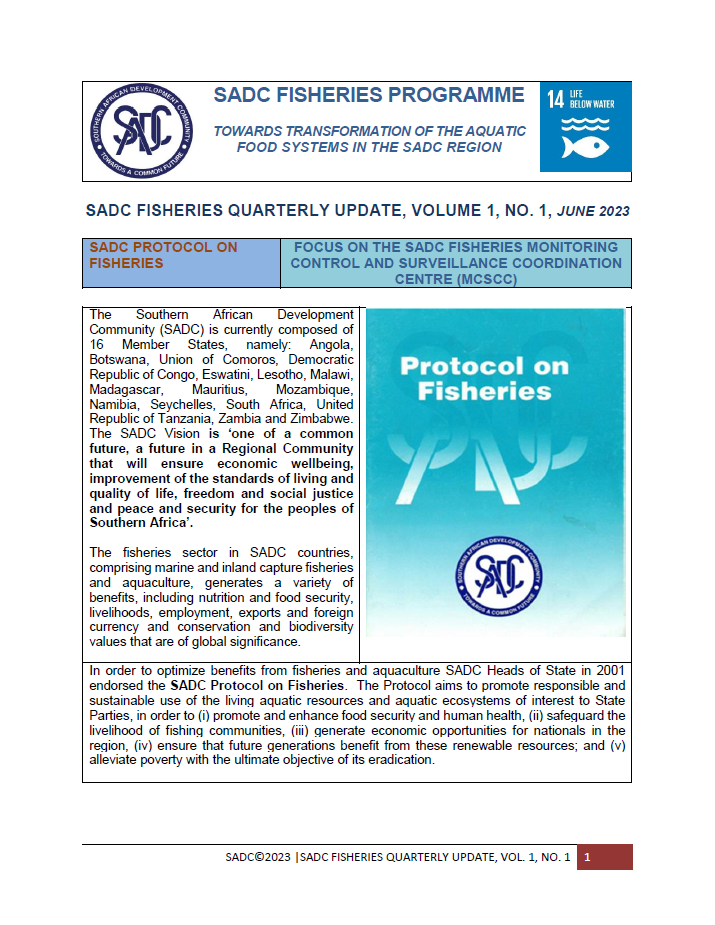 Publication cover for SADC Fisheries Update – Jun 2023